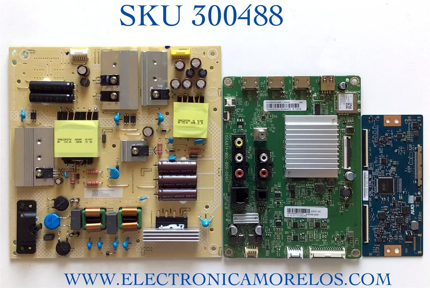 KIT DE TARJETAS PARA TV VIZIO MAIN XKCB02K024 / 715GA874-M0C-B00-004G / FUENTE ADTVJ1811ABG / 715G9165-P01-002-003M / T-CON 5555T32C28 / 55T32-C0L CTRL BD / PANEL TPT55U1-QVN05.U REV:S57B1AR / MODELO V555-H1 LMXWZHPX / V555-H11 LTCWZHL